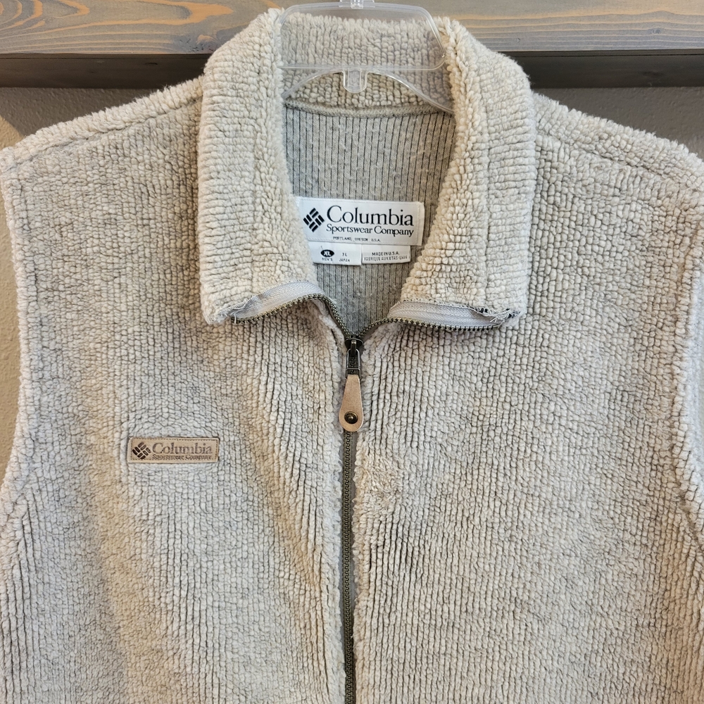 Columbia Men's Zip Up Sherpa Fleece Sweater - Cream